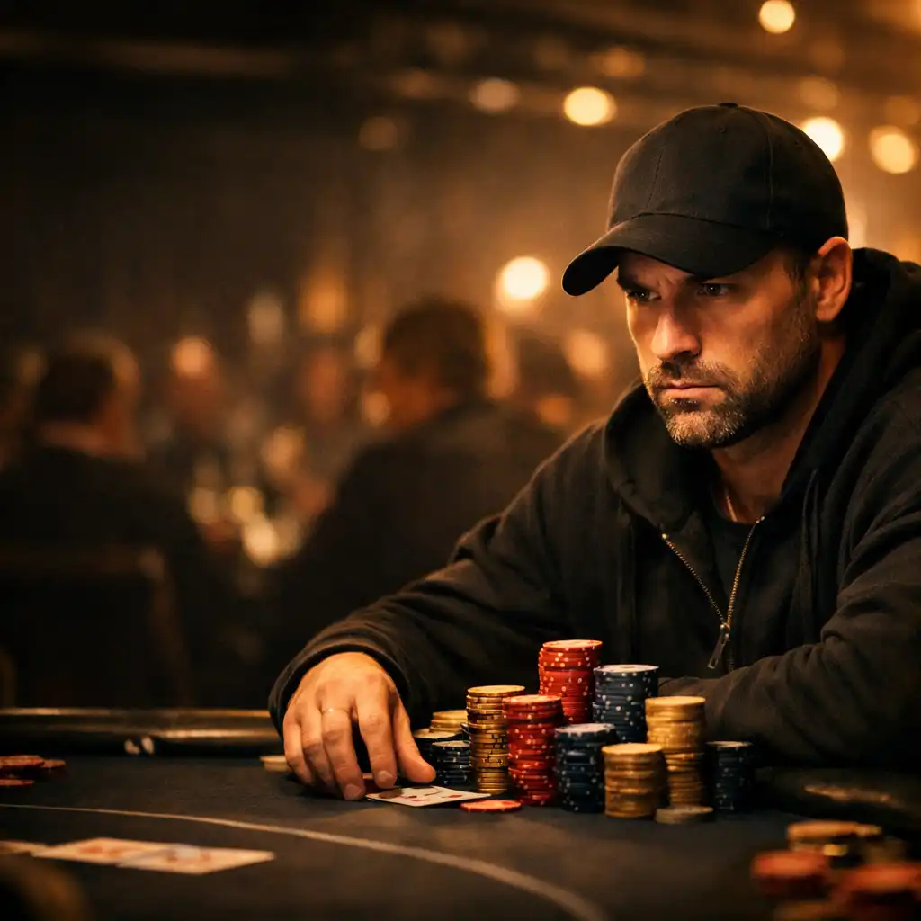Hráč během klíčové pokerové handy
